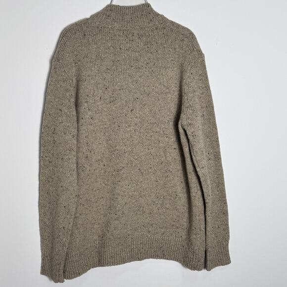 Jos A Bank Reserve Mens LRG Lambswool Blend Zip Cardigan Sweater Brown Speckled - Picture 7 of 10